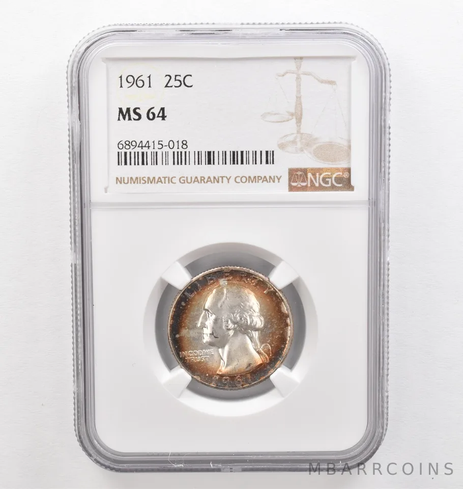 1961 Washington Quarter MS64 NGC Beautiful Tone *0284