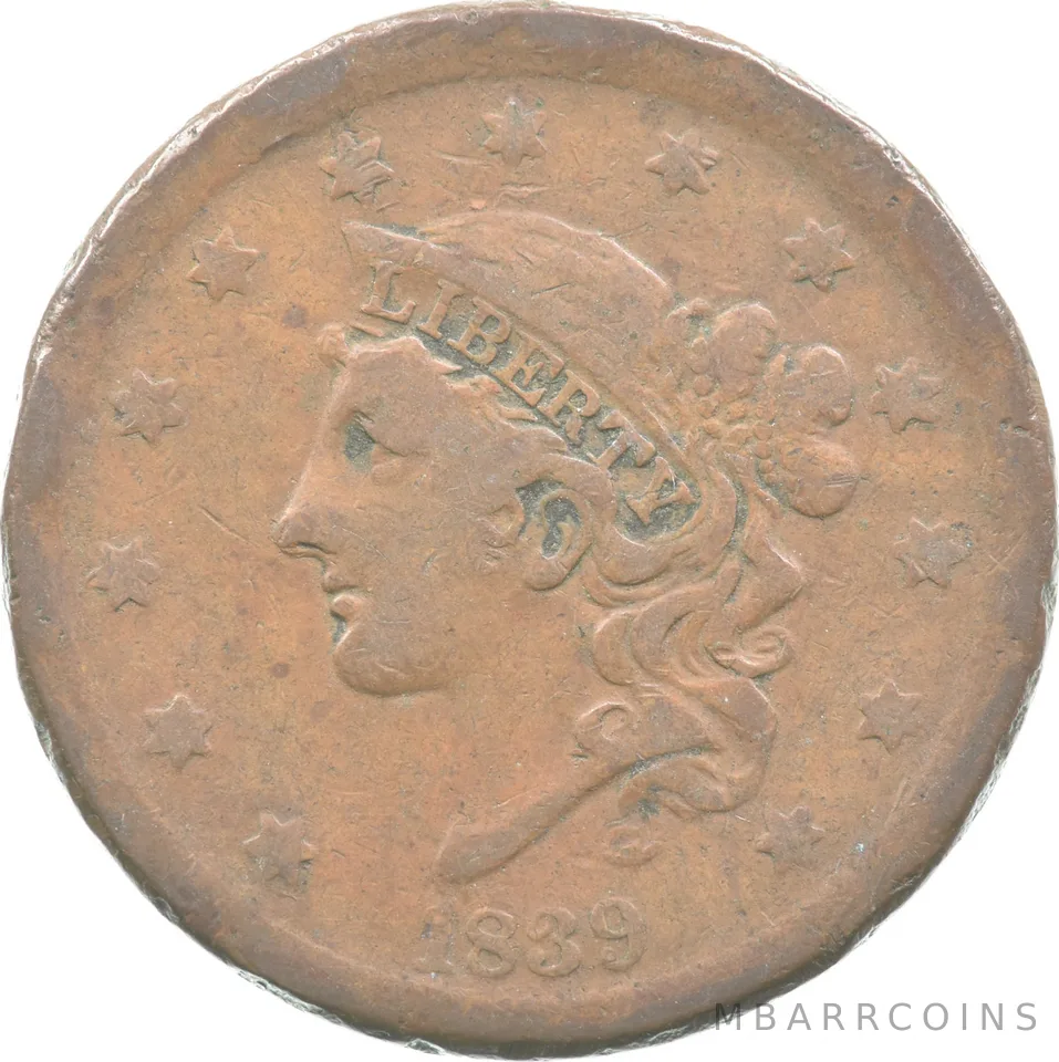 1839 Braided Hair Large Cent a7611