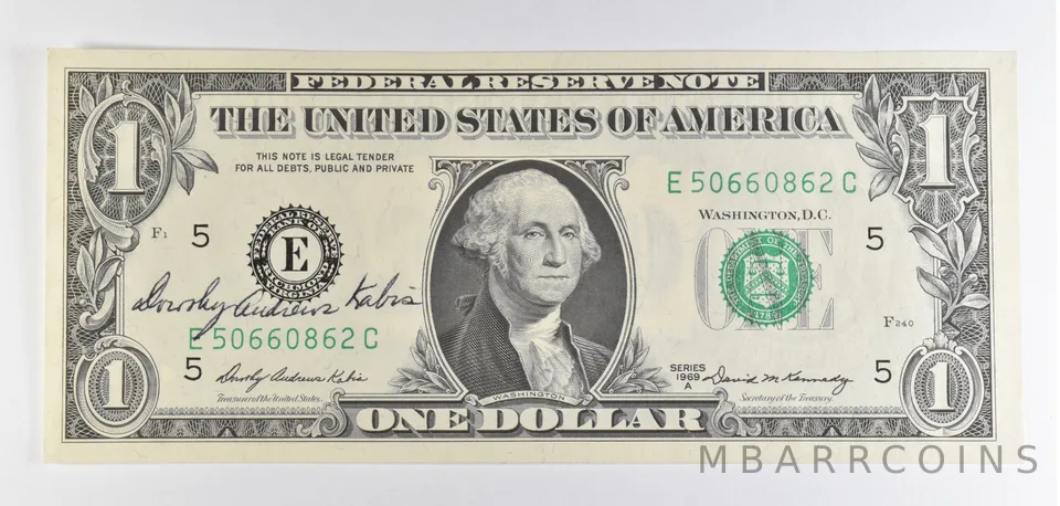 1969 A $1 Richmond VA FRN Courtesy Signed Green Seal *4083