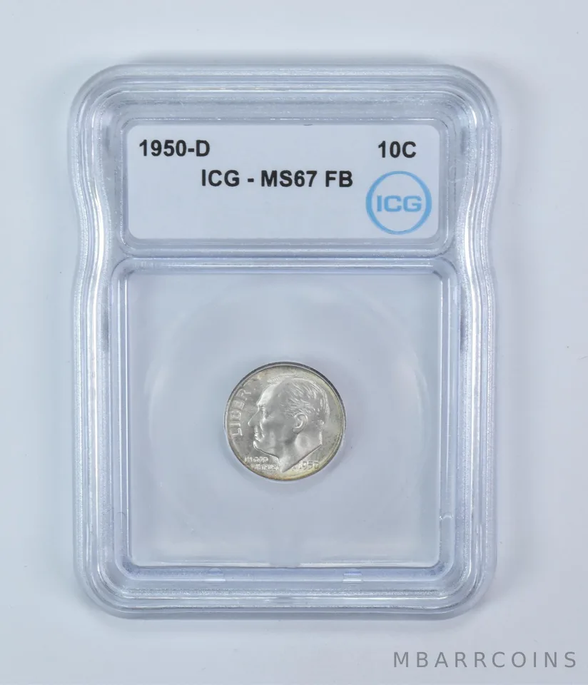 1950-D Roosevelt Dime MS67 FB ICG