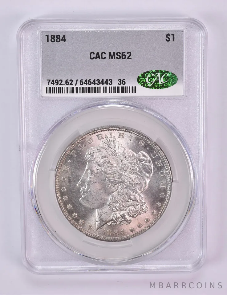 1884 Morgan Silver Dollar MS62 CAC CACg