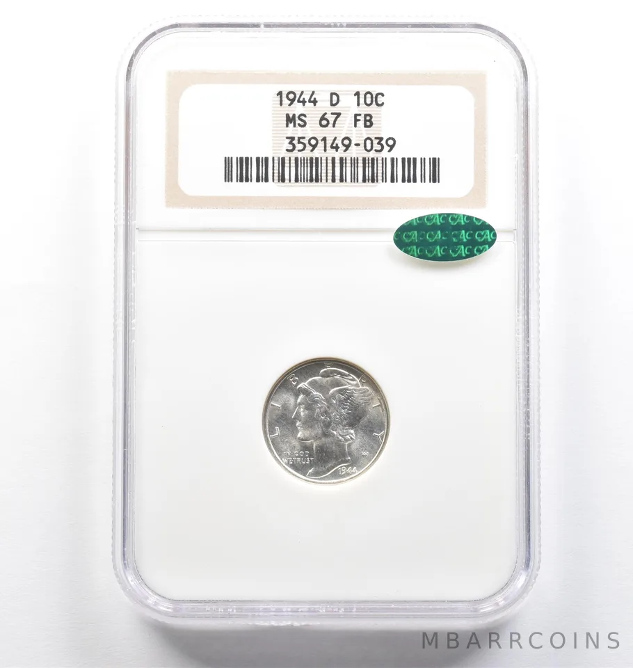 1944-D Mercury Dime MS67 FB NGC CAC *6931