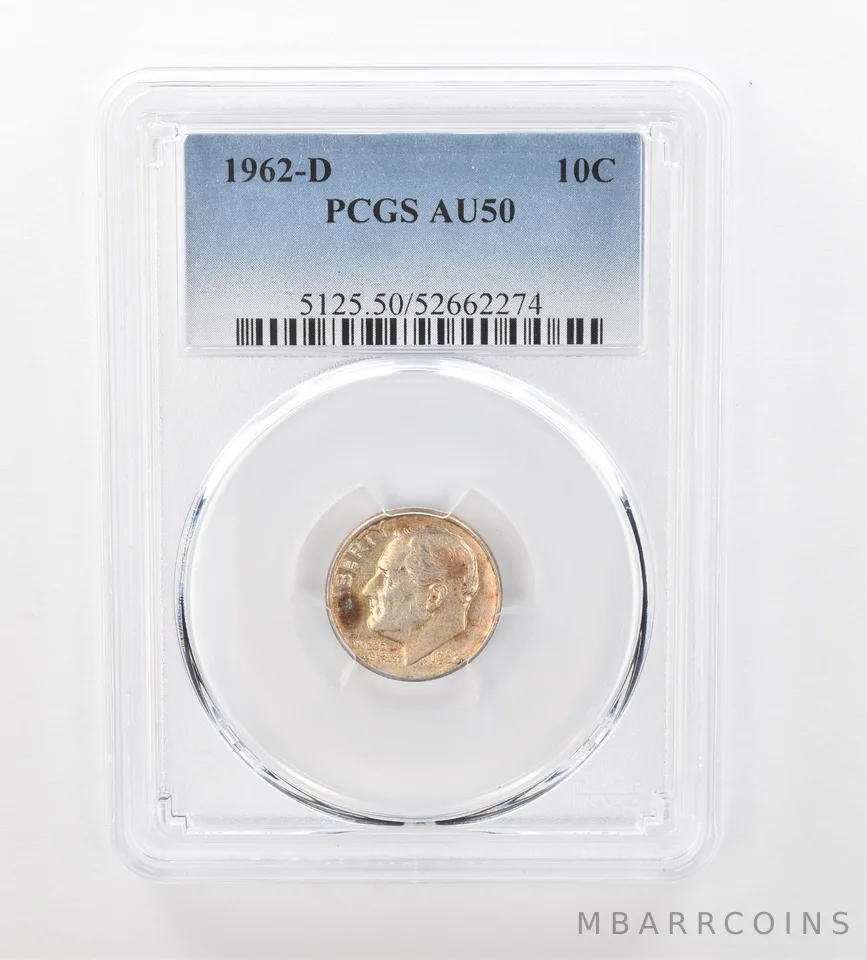1962-D Roosevelt Dime AU50 PCGS Beautiful Tone *1029