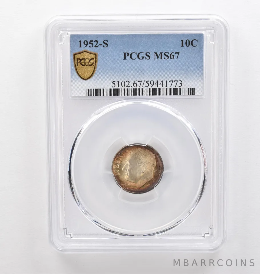 1952-S Roosevelt Dime MS67 PCGS Beautiful Tone *9764