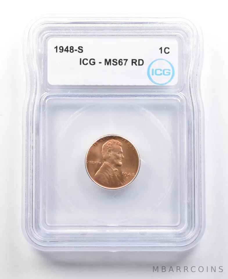 1948-S Lincoln Wheat Cent MS67 RD ICG a4444