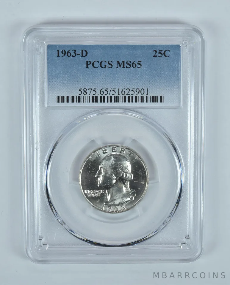 1963-D Washington Quarter MS65 PCGS Blue Label
