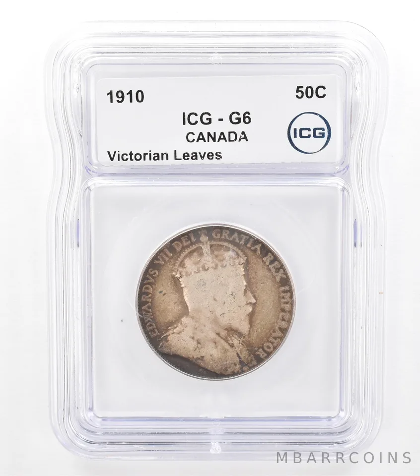 1910 Canada 50 Cents Victorian Leaves G6 ICG Beautiful Tone *5758