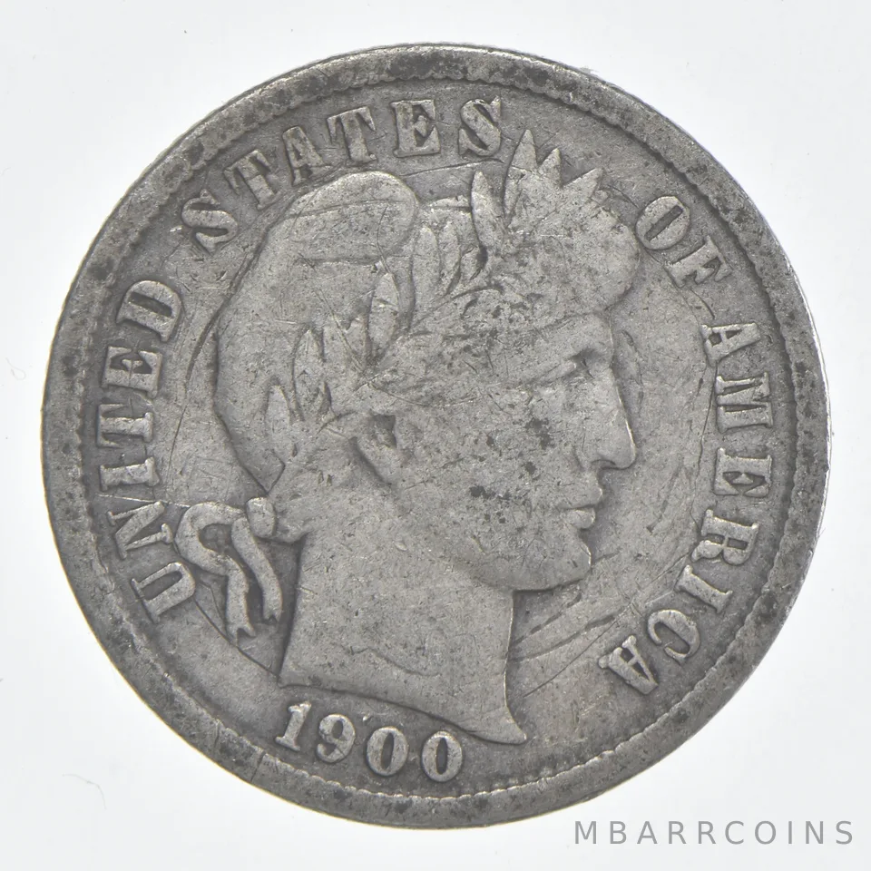1900 (P) Barber Dime 90% Silver FINE Condition