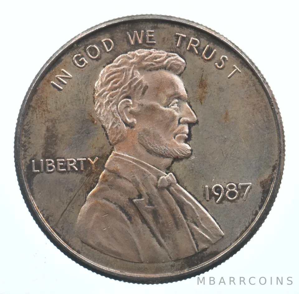 VINTAGE Art Bar/Round 1987 Lincoln Wheat Cent Pattern .999 Silver 1 T Oz *805