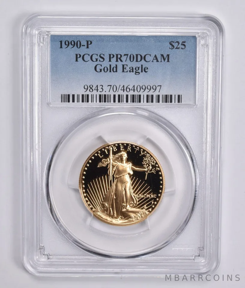 1990-P $25 American Gold Eagle 1/2 Oz Gold PR70 DCAM PCGS