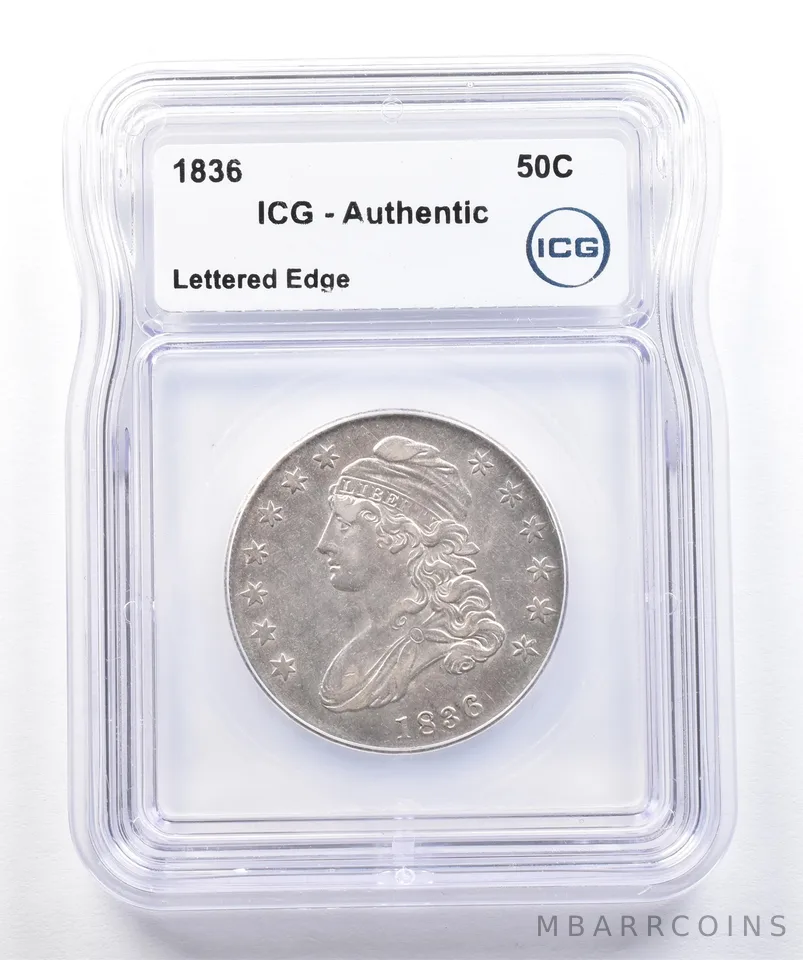 1836 Capped Bust Half Dollar Lettered Edge Authentic ICG *1743