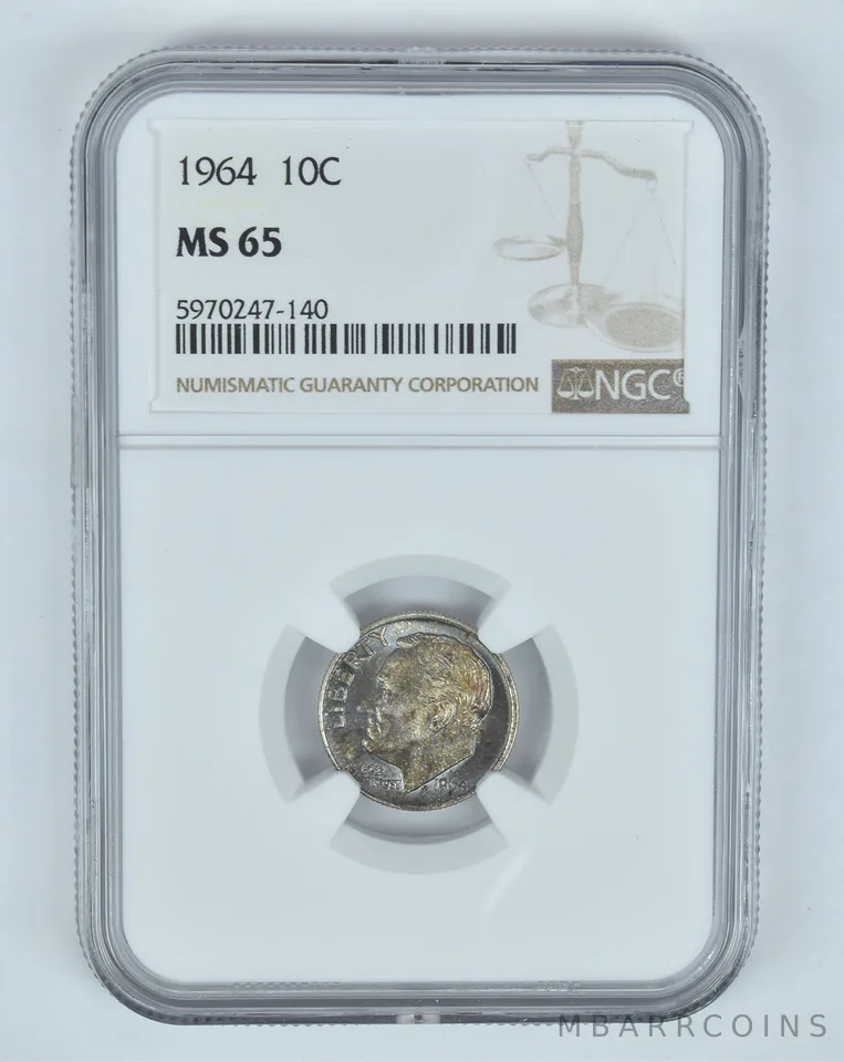 MS65 1964 Roosevelt Dime - Graded NGC Toned! *8828