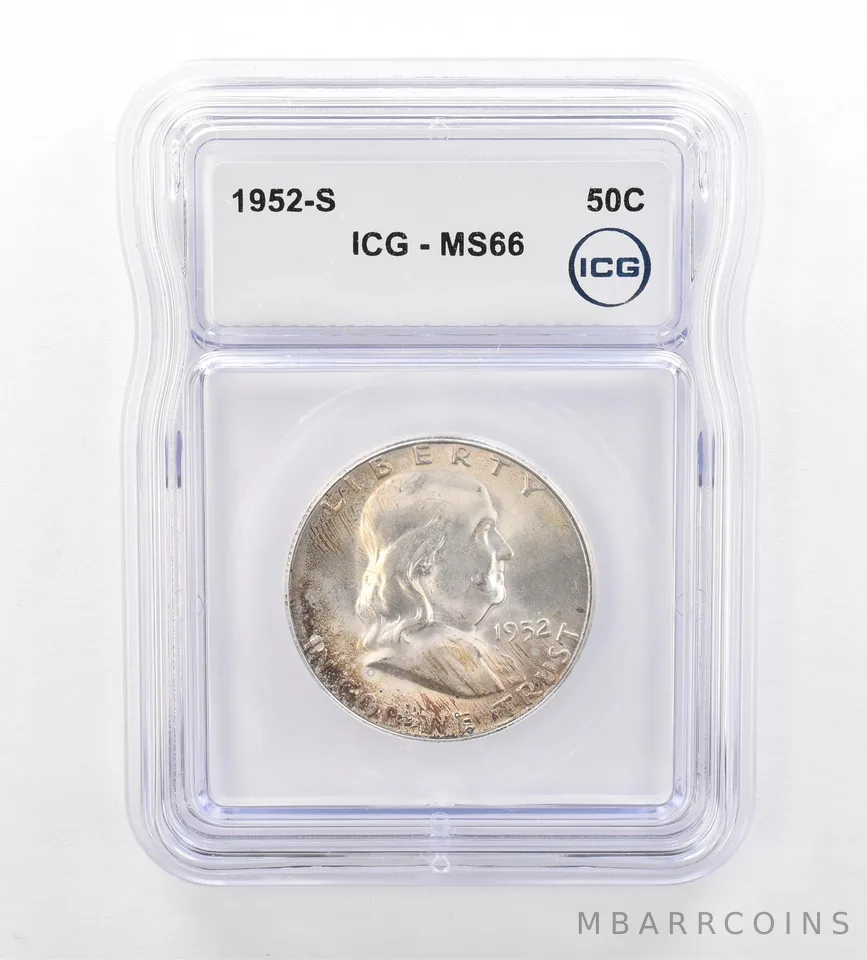 1952-S Franklin Half Dollar MS66 ICG Peripheral Tone *7548