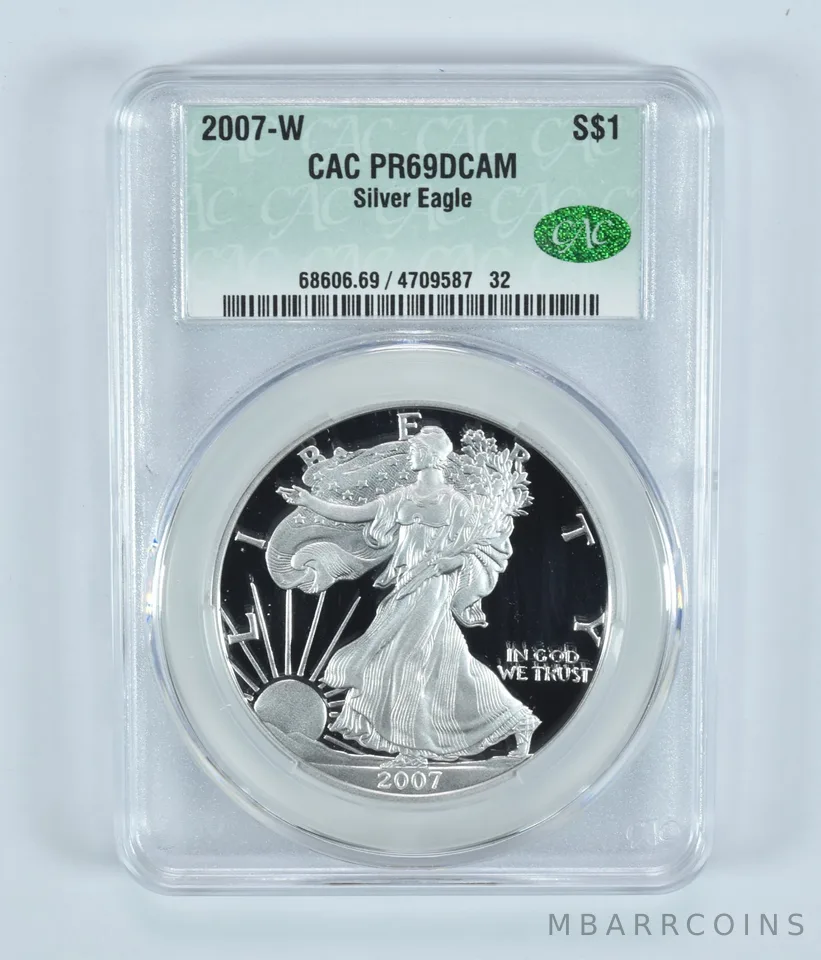 2007-W American Silver Eagle PR69 DCAM CAC CACg