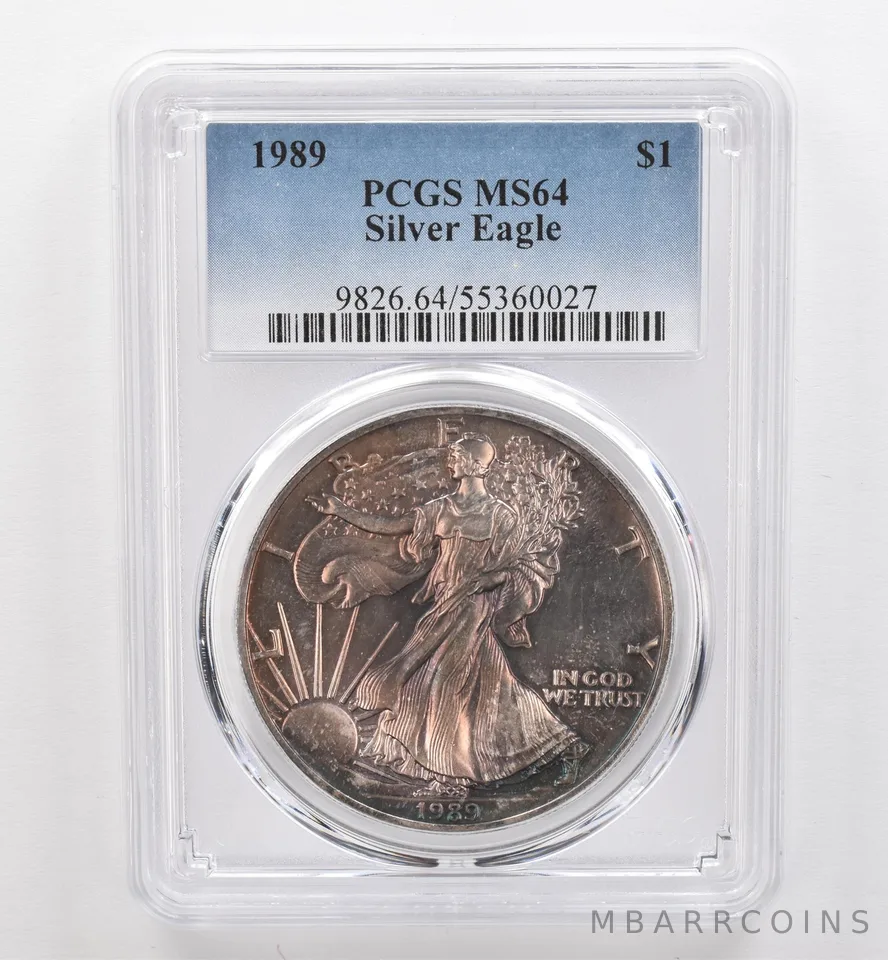 1989 American Silver Eagle MS64 PCGS Beautiful Tone *9512