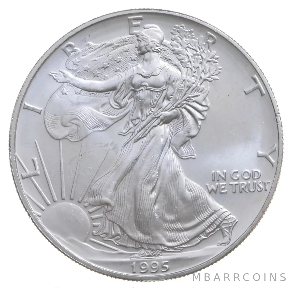 1995 Unc American Silver Eagle 1 Troy Oz .999 Fine Silver