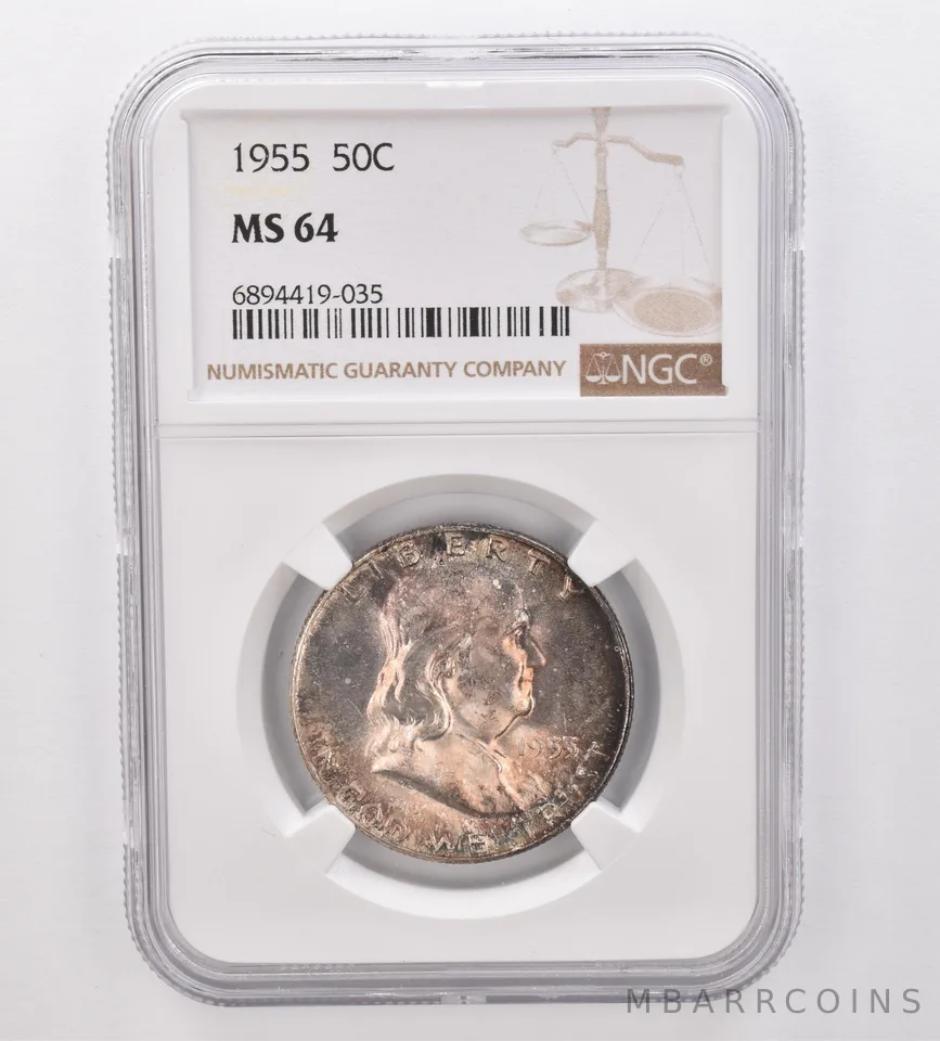 1955 Franklin Half Dollar MS64 NGC Beautiful Tone *9889