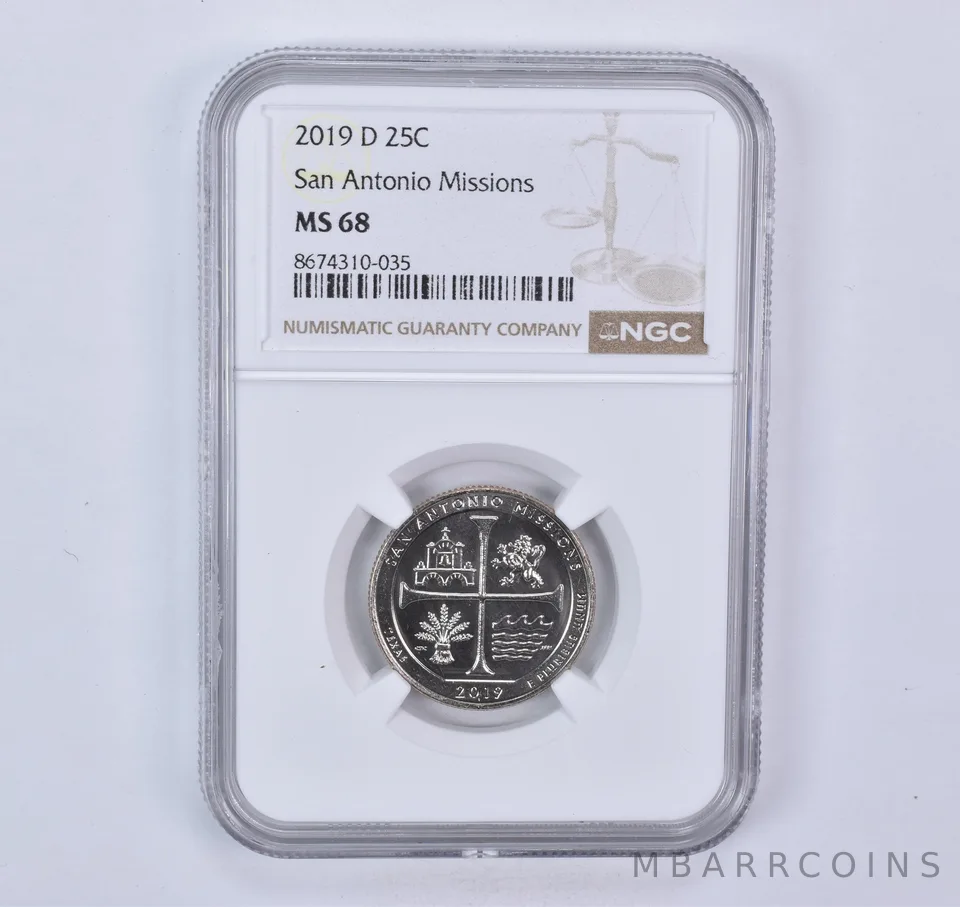 2019-D Washington Quarter ATB San Antonio Missions MS68 NGC
