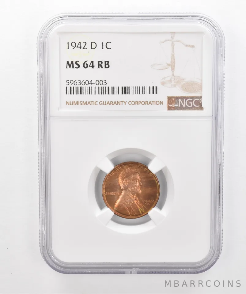 1942-D Lincoln Wheat Cent MS64 RB NGC Beautiful Tone *2960