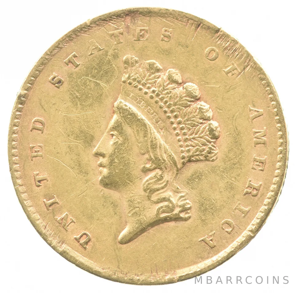 1855 $1 Indian Princess Head Gold Dollar Type 2 a1736