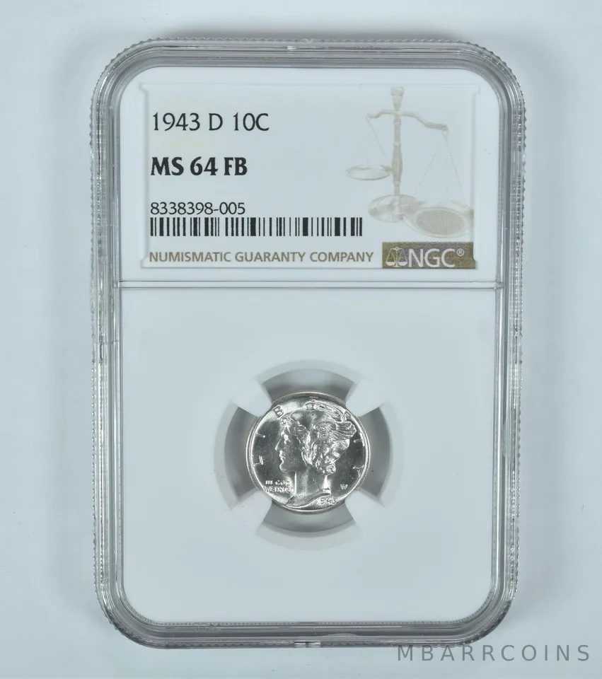 1943-D Mercury Dime MS64 FB NGC Brown Label