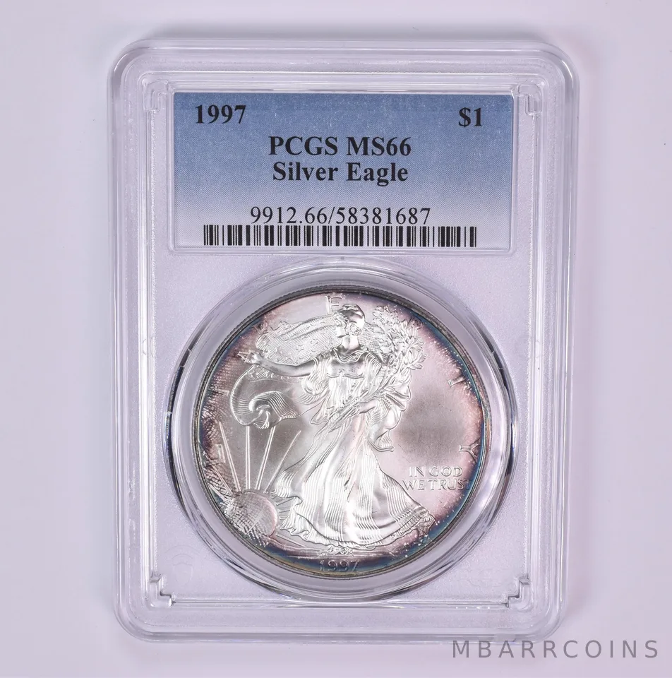 1997 American Silver Eagle MS66 PCGS Beautiful Tone *1537
