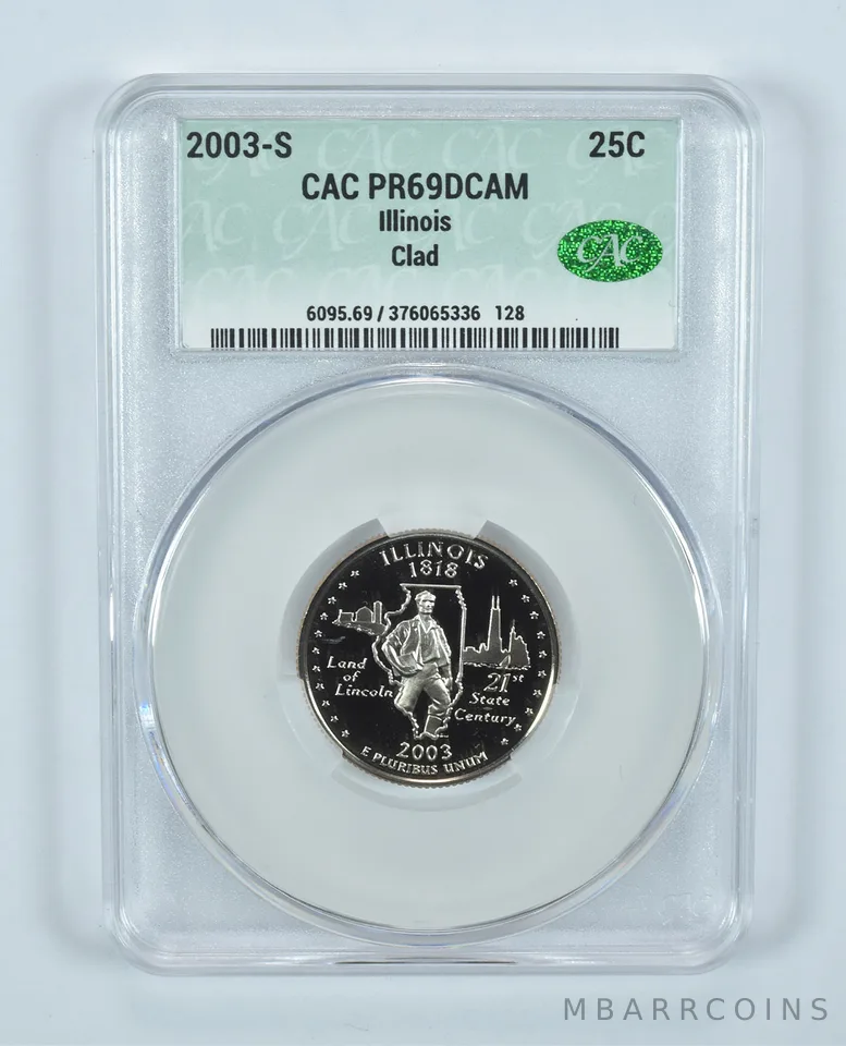 2003-S Washington State Quarter Illinois CLAD PR69 DCAM CAC CACg