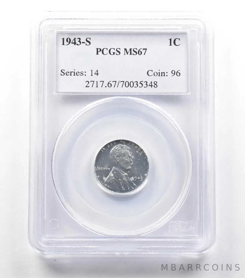 1943-S Lincoln Wheat Cent MS67 PCGS a3697
