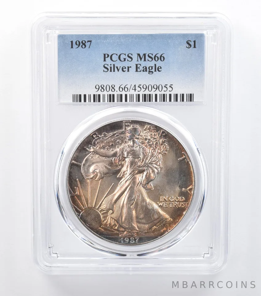1987 American Silver Eagle MS66 PCGS Beautifully Toned *7742