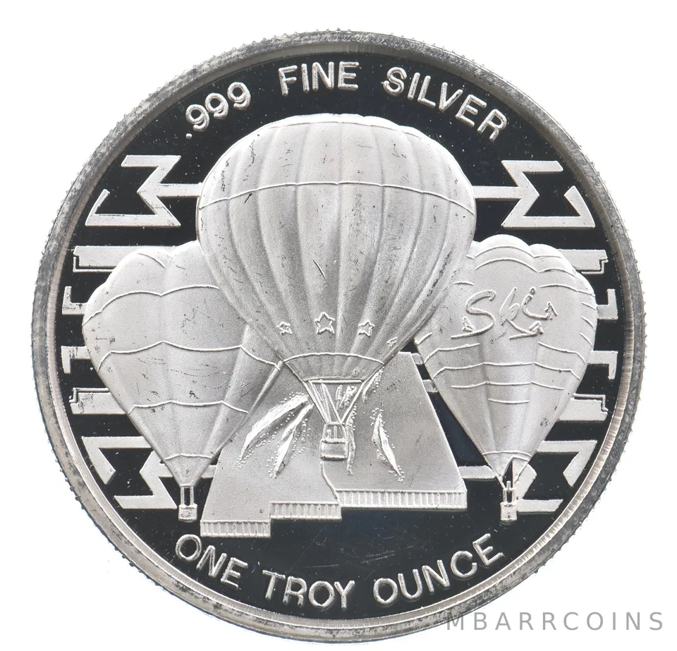 VINTAGE Art Bar/Round 1990 4th Balloon Glow Limited 2nd Ed Silver 1 T Oz *217
