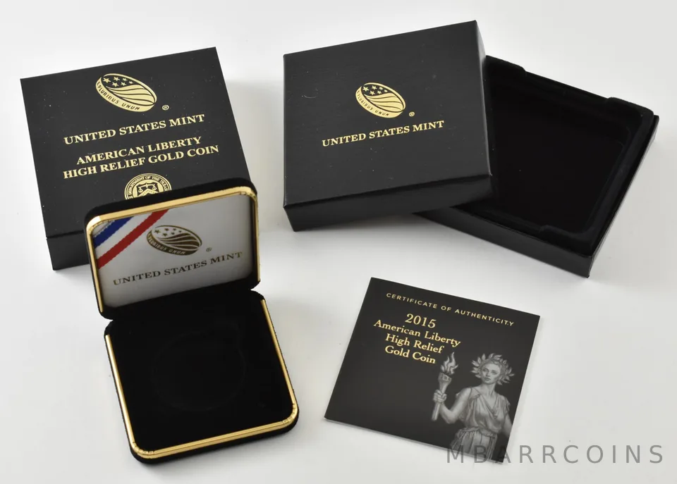 OGP 2015-W $100 Gold Liberty 1 Oz High Relief BOX & COA - NO COIN