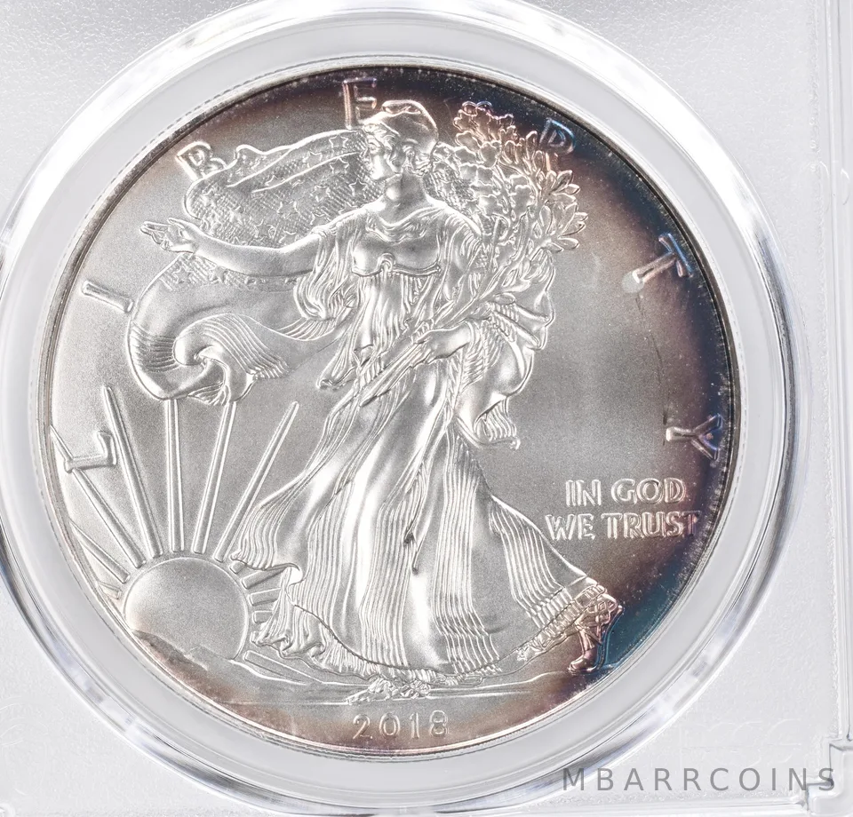 2018 American Silver Eagle MS69 PCGS Peripheral Tone *1135