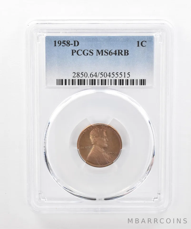 1958-D Lincoln Wheat Cent MS64 RB PCGS Beautiful Tone *3027