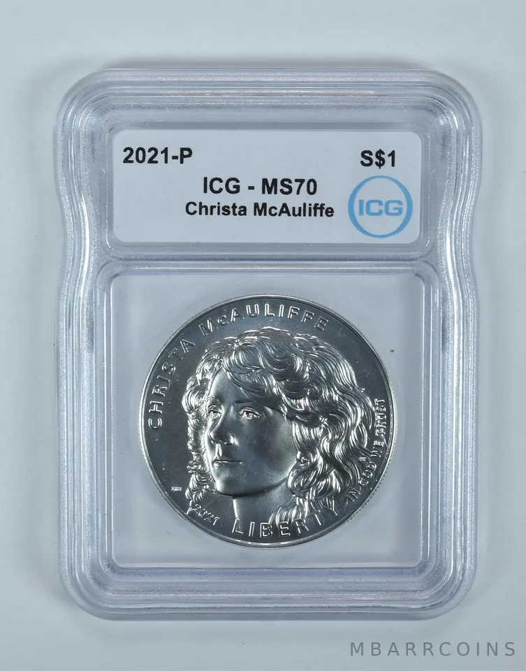 2021-P Christa McAuliffe Commemorative Silver Dollar MS70 ICG