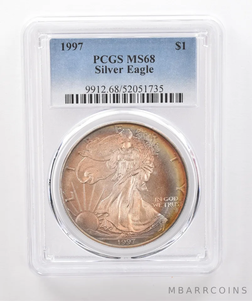 1997 American Silver Eagle MS68 PCGS Beautiful Tone *2013