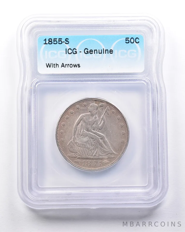 Genuine 1855-S Seated Liberty Half Dollar Arrows ICG a6231