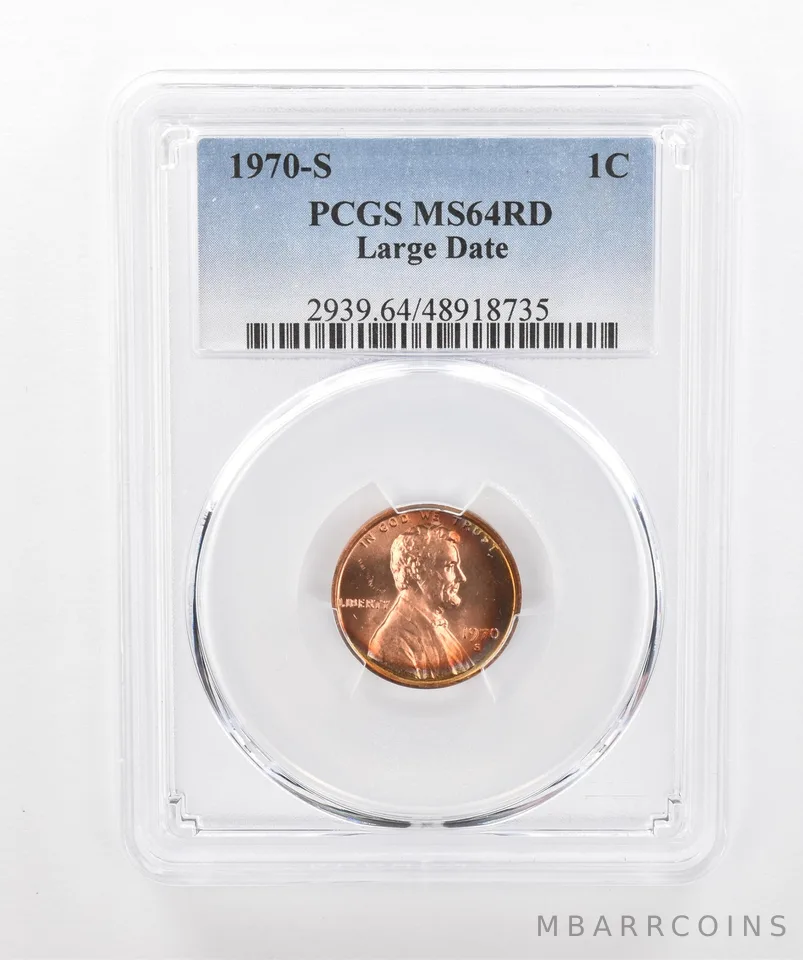 1970-S Lincoln Memorial Cent Large Date MS64 RD PCGS Peripheral Tone *3032