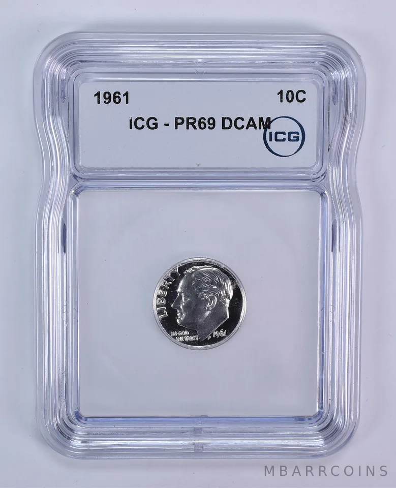 1961 Roosevelt Dime PR69 DCAM ICG