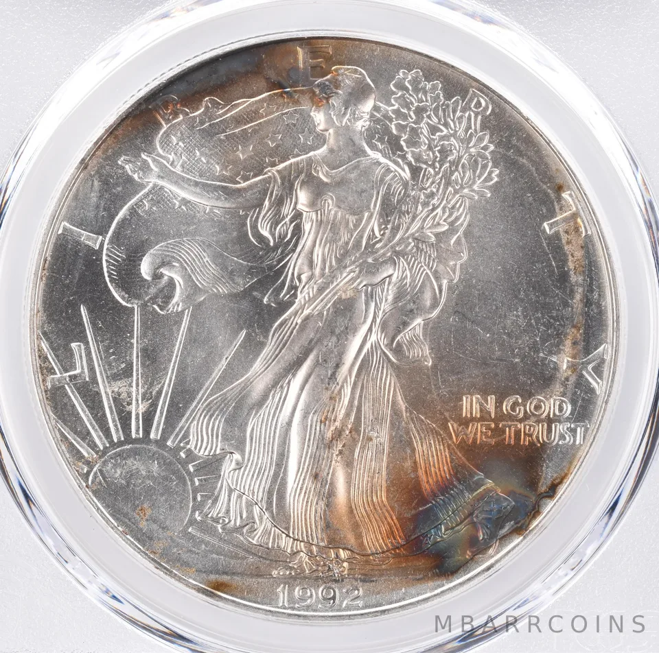 1992 American Silver Eagle MS63 PCGS Beautiful Tone *1505
