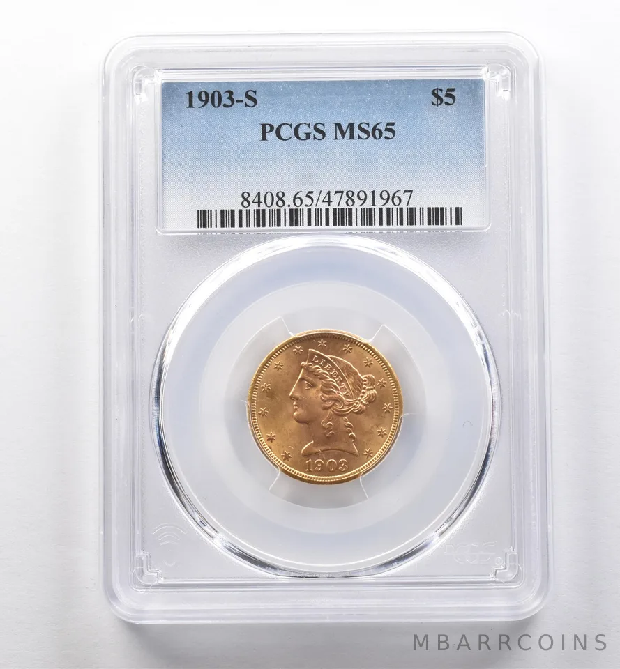 1903-S $5 Liberty Head Gold Half Eagle MS65 PCGS *2320