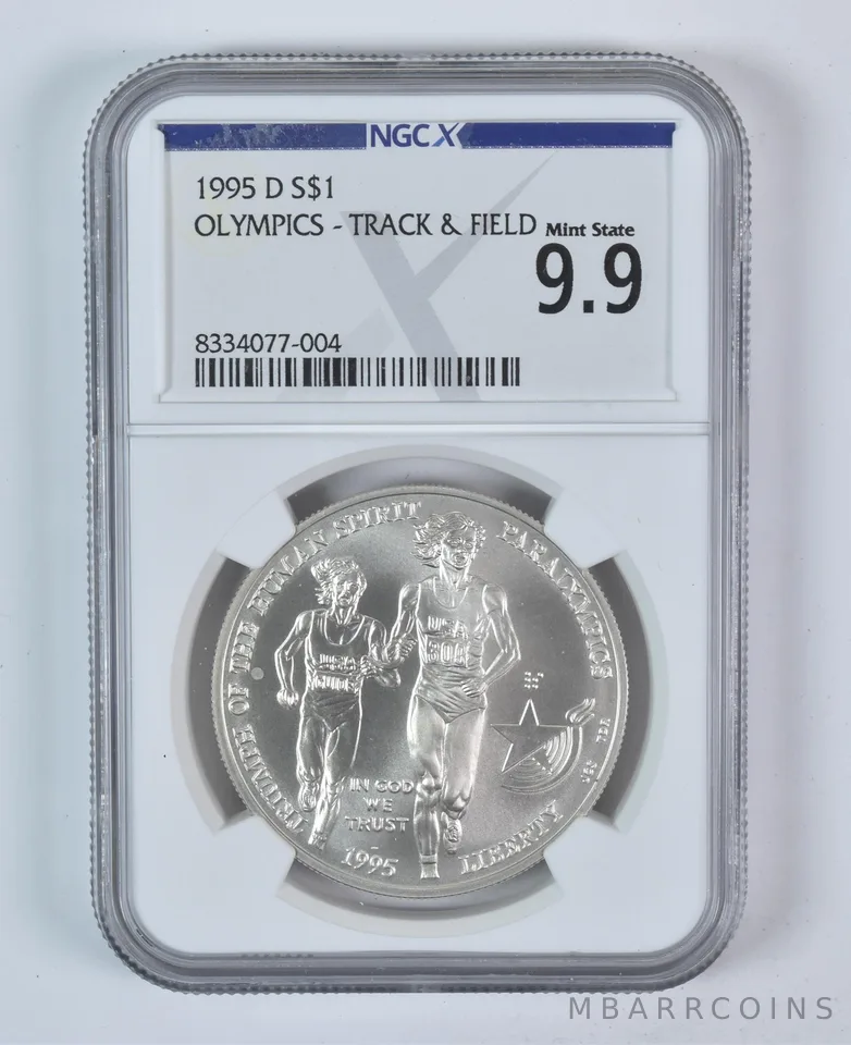 1995-D Paralympic Running Commemorative Silver Dollar Mint State 9.9 NGC X NGCX