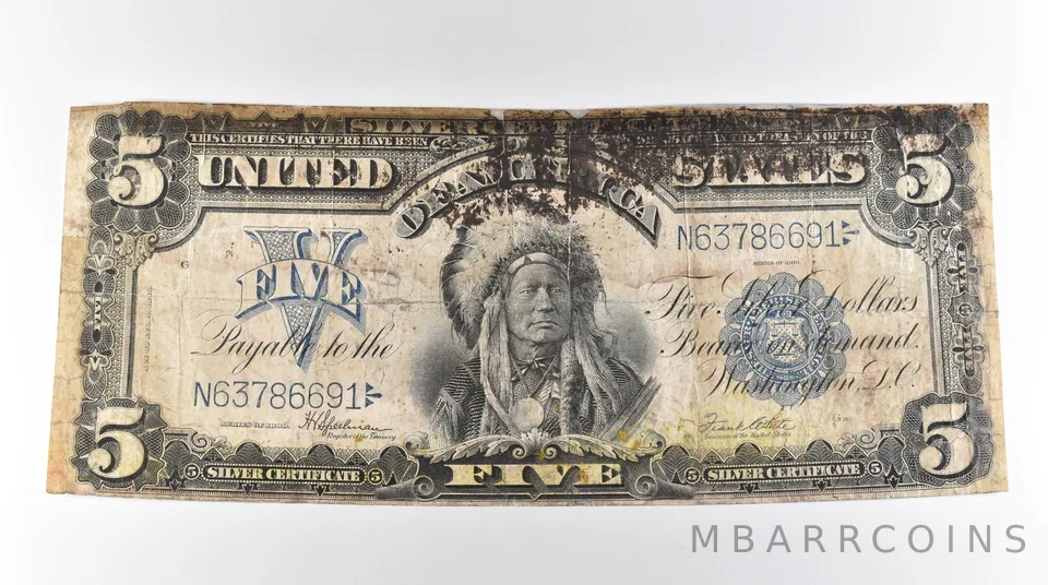 1899 $5 Silver Certificate Large Note Blue Seal *3107