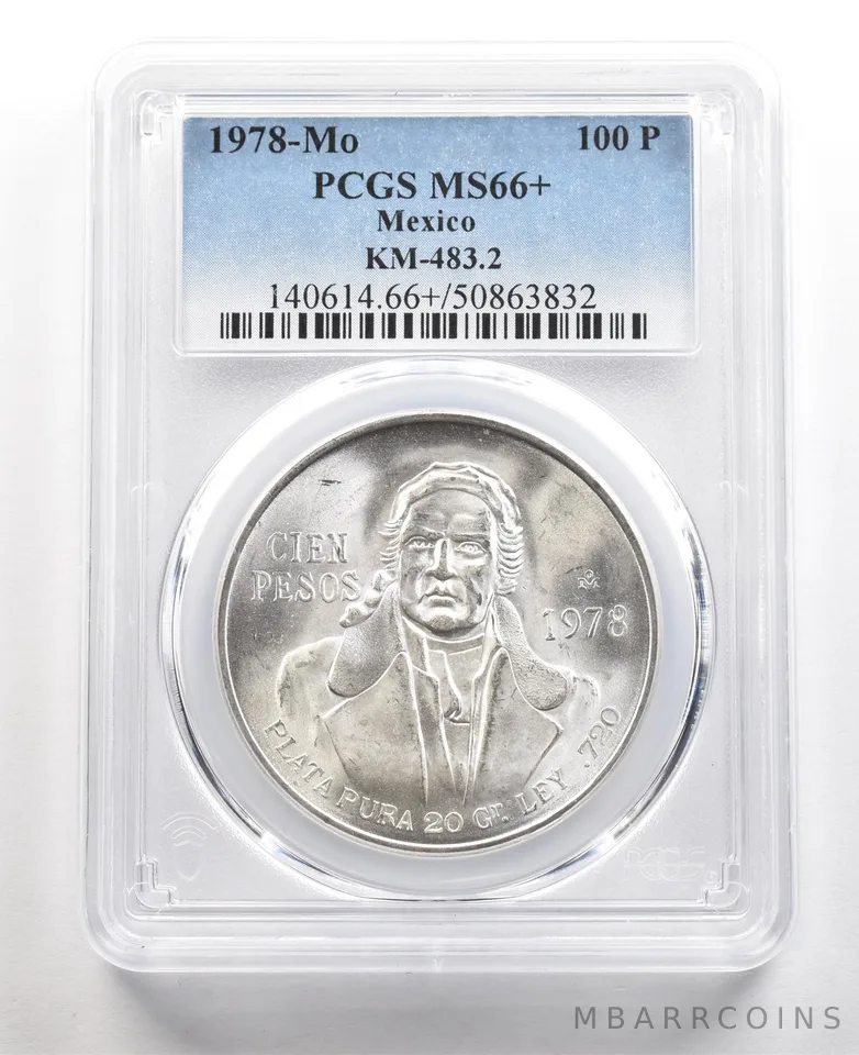 1978 Mo Mexico 100 Pesos Silver KM-483.2 MS66+ PCGS *5487