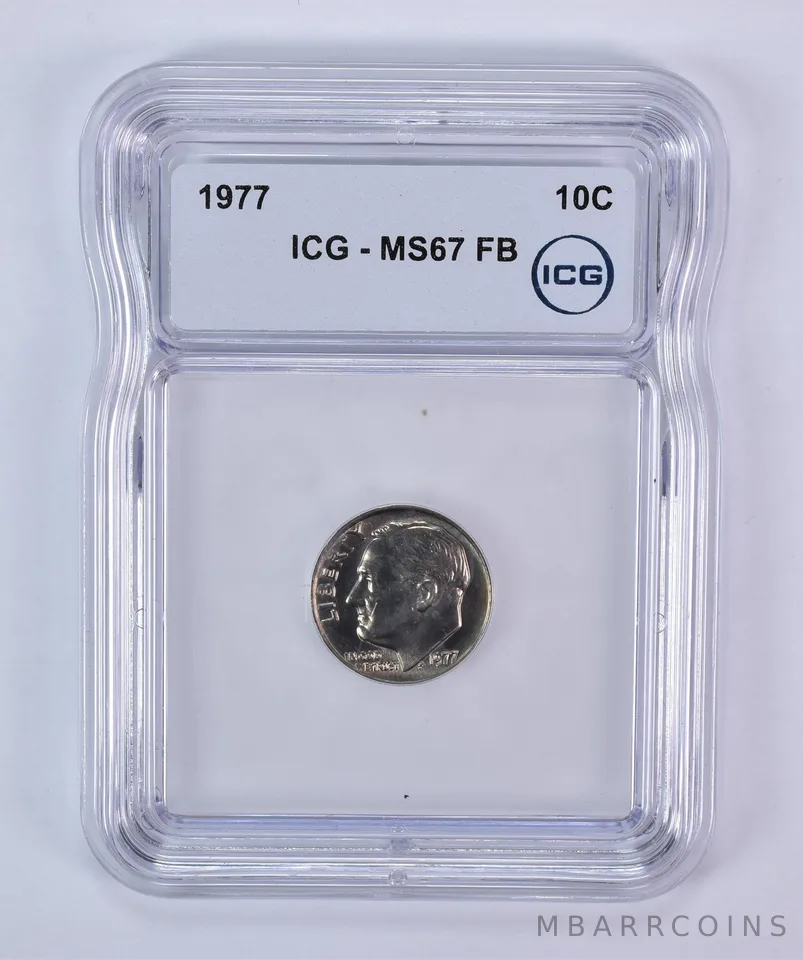 1977 Roosevelt Dime MS67 FB ICG