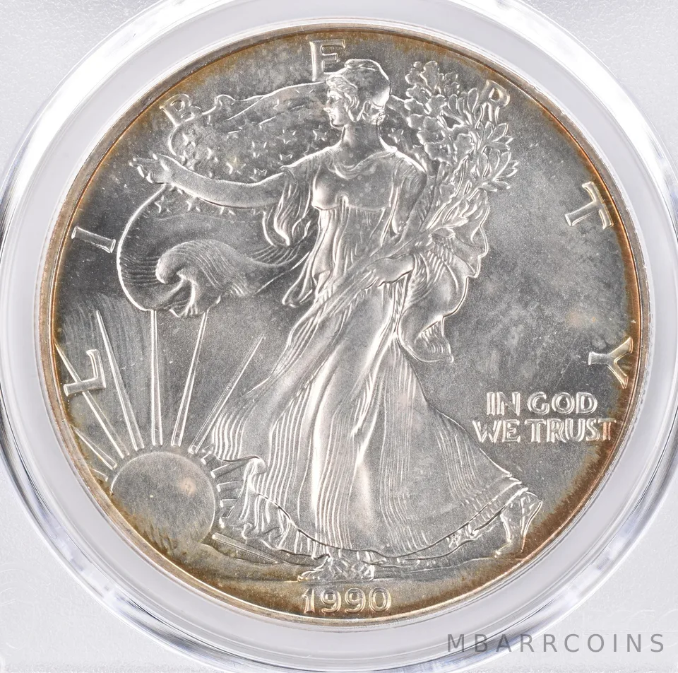 1990 American Silver Eagle MS68 PCGS Beautiful Tone Reverse *1288