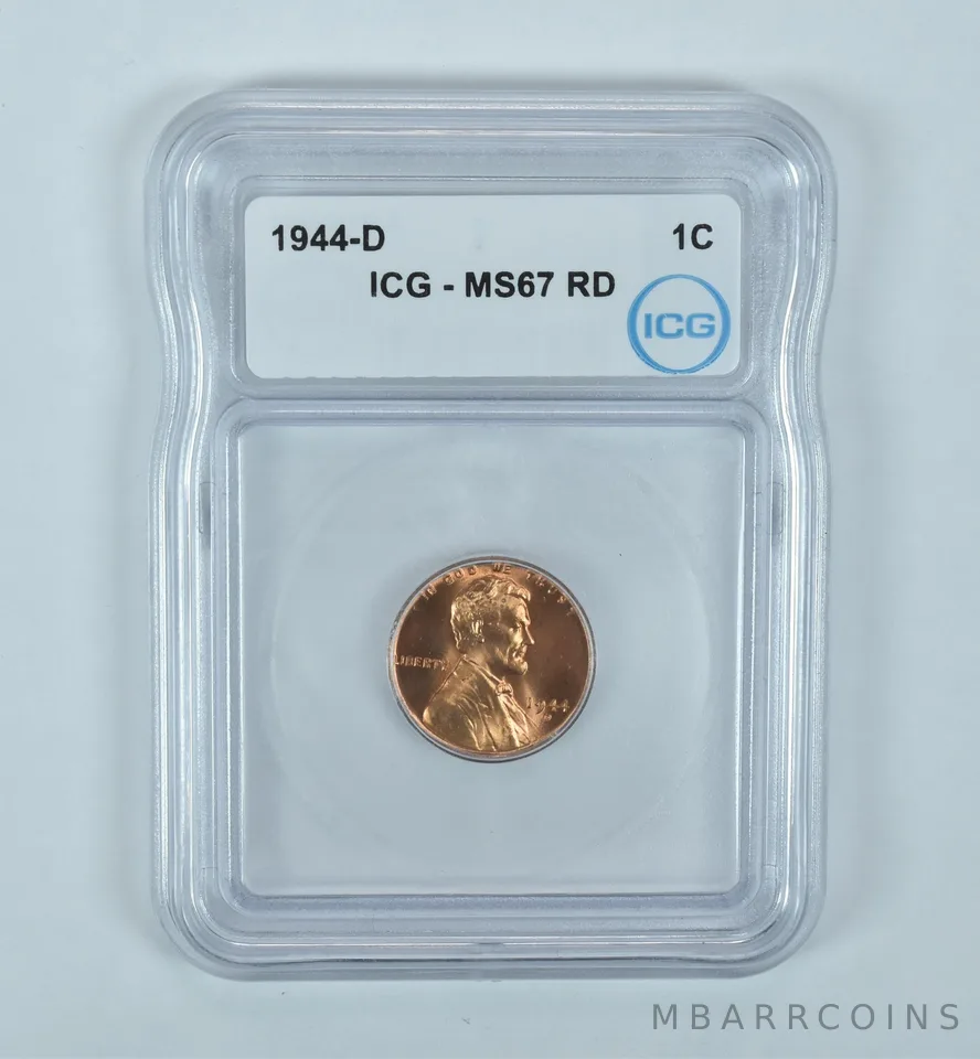 1944-D Lincoln Wheat Cent MS67 RD ICG