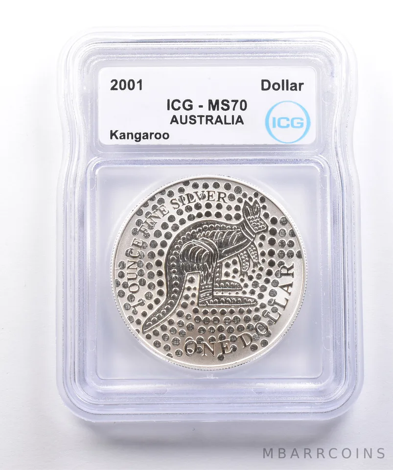 2001 Australia 1 Dollar Silver Kangaroo MS70 ICG *4948