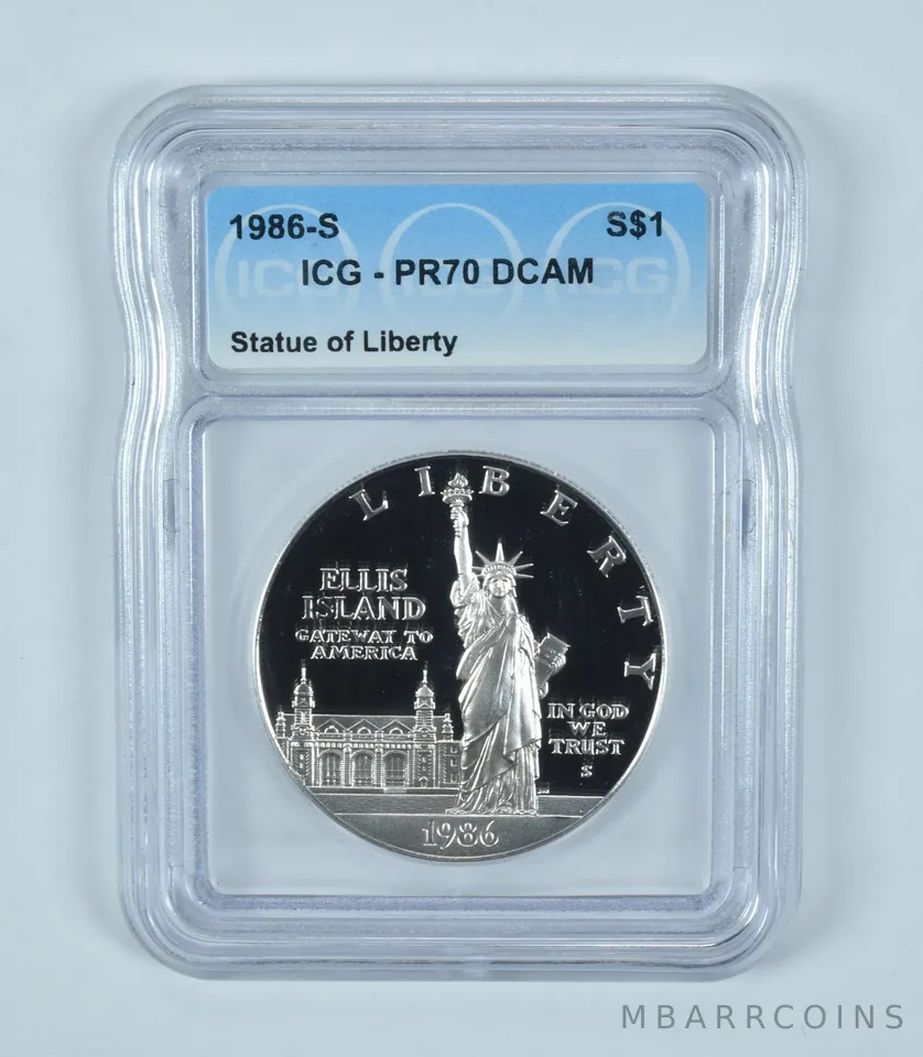 1986-S Statue Of Liberty Commemorative Silver Dollar PR70 DCAM ICG