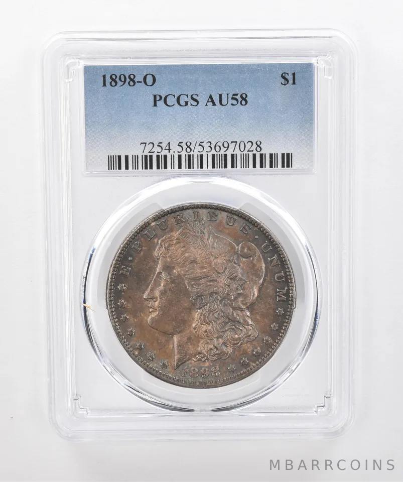 1898-O Morgan Silver Dollar AU58 PCGS Beautiful Tone *1491