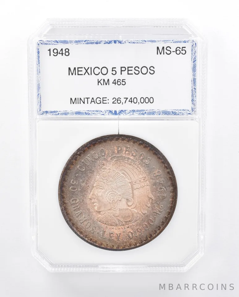 1948 Mexico 5 Pesos KM465 Beautiful Tone *2463